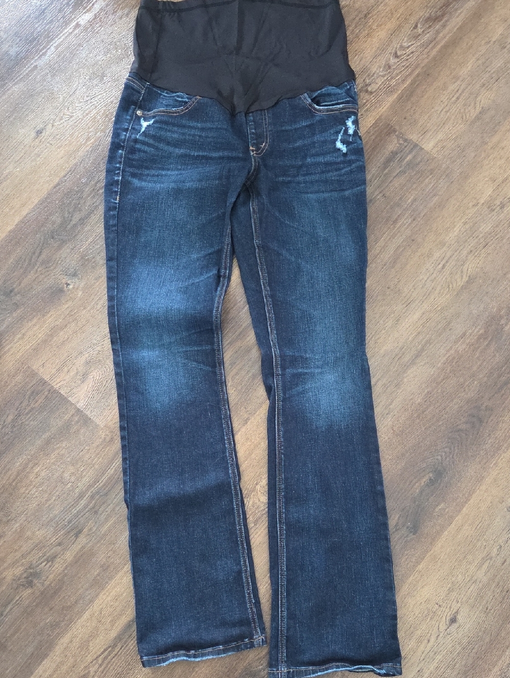 Silver Jeans Dark Blue Maternity Wide Leg Jeans with Black Belly Panel